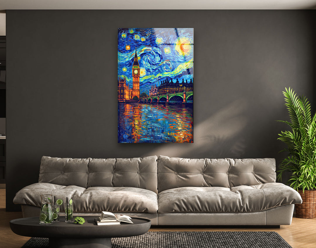 London Van Gogh Glass Wall Art print picture on glass, Tempered Glass Wall Art
