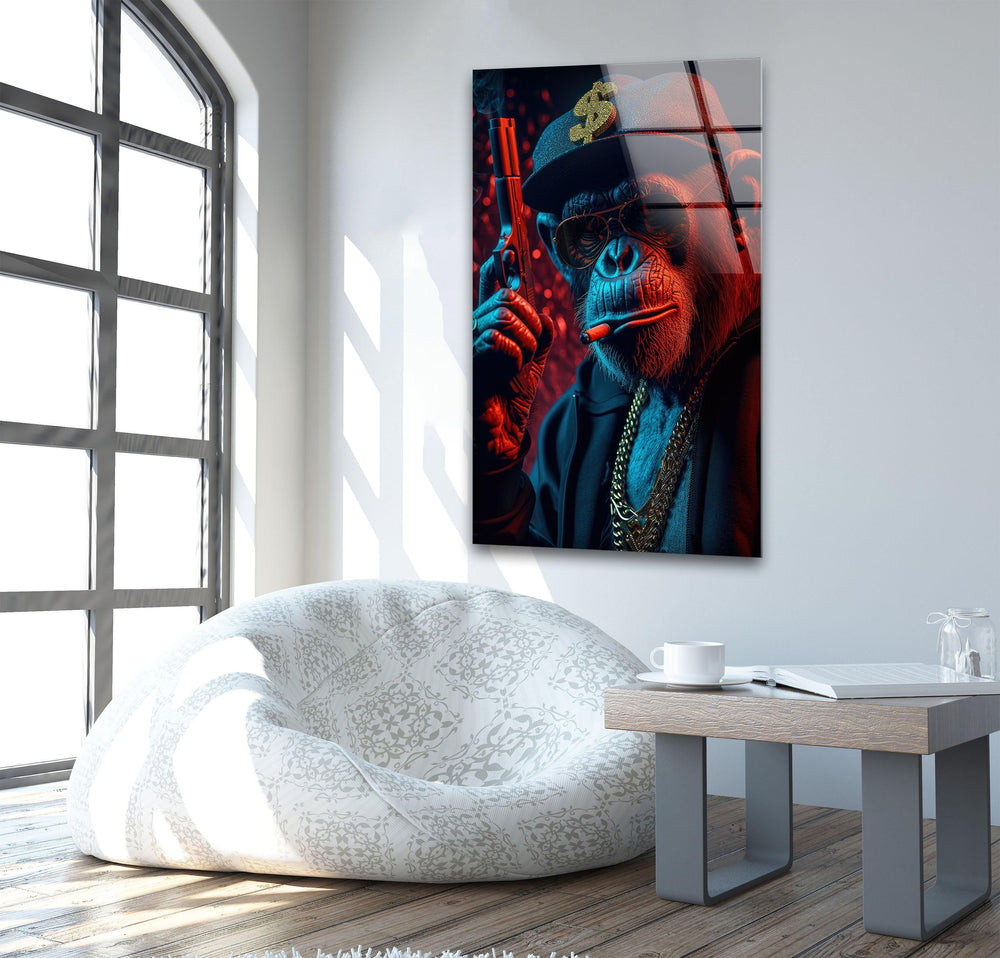 Mafia Gorilla Tempered Glass Wall Art