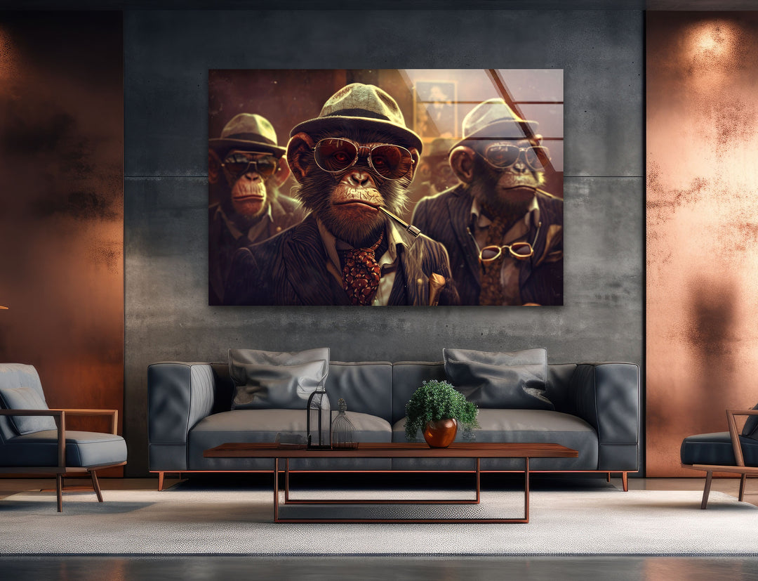 Mafia Monkeys Tempered Glass Wall Art - MyPhotoStation