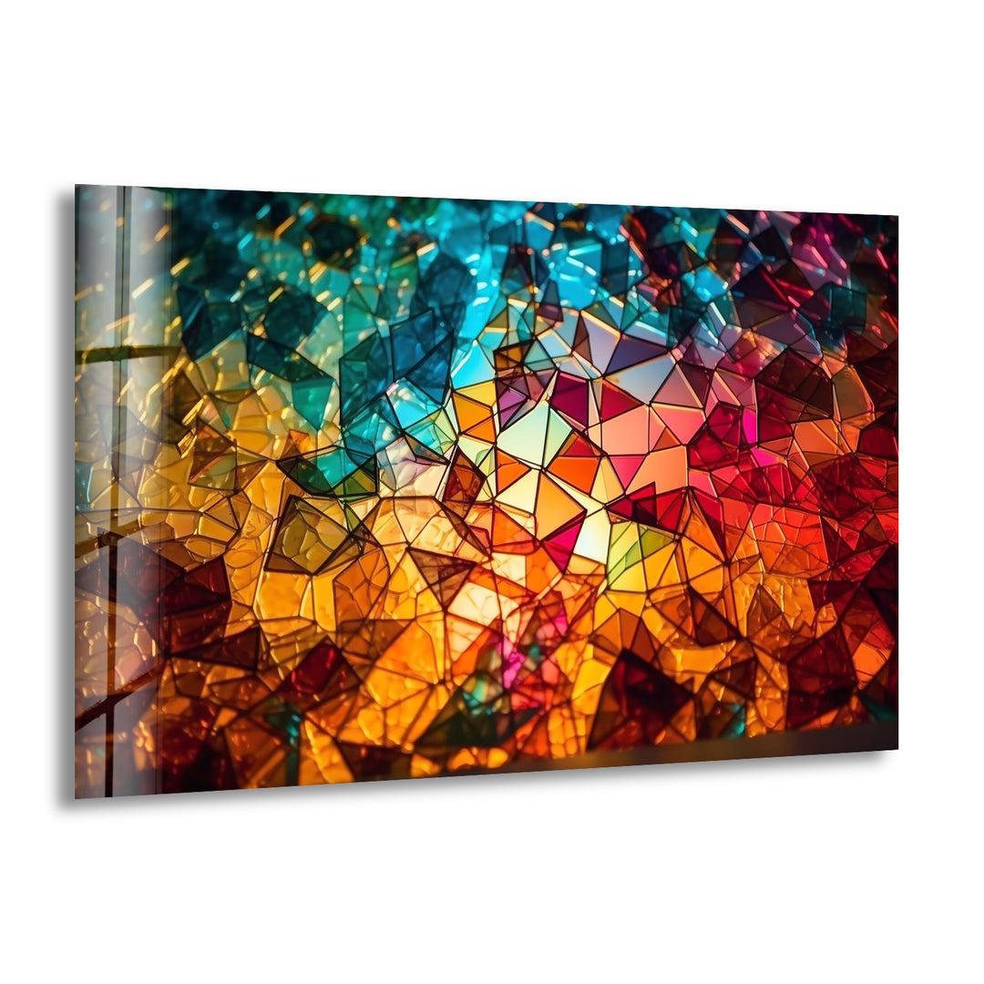 Stained Colorful Shapes Glass Wall Art custom glass photo prints, large glass prints