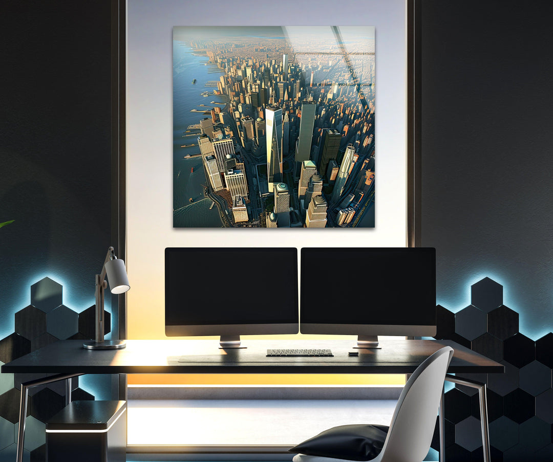 Manhattan City Glass Wall Art custom glass pictures, glass art prints
