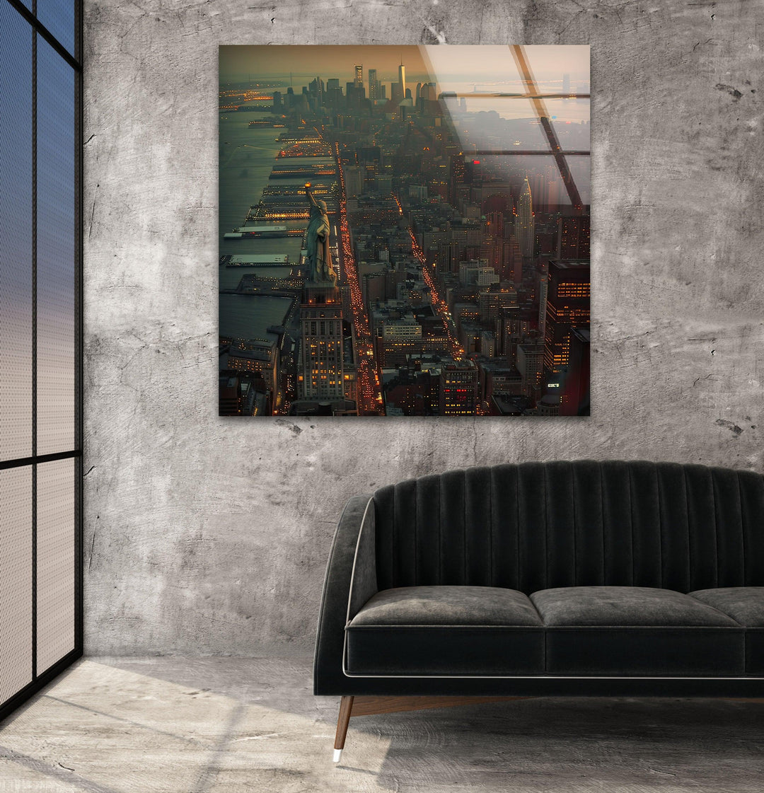 Manhattan City Landscape Glass Wall Art print on glass, glass printed photos
