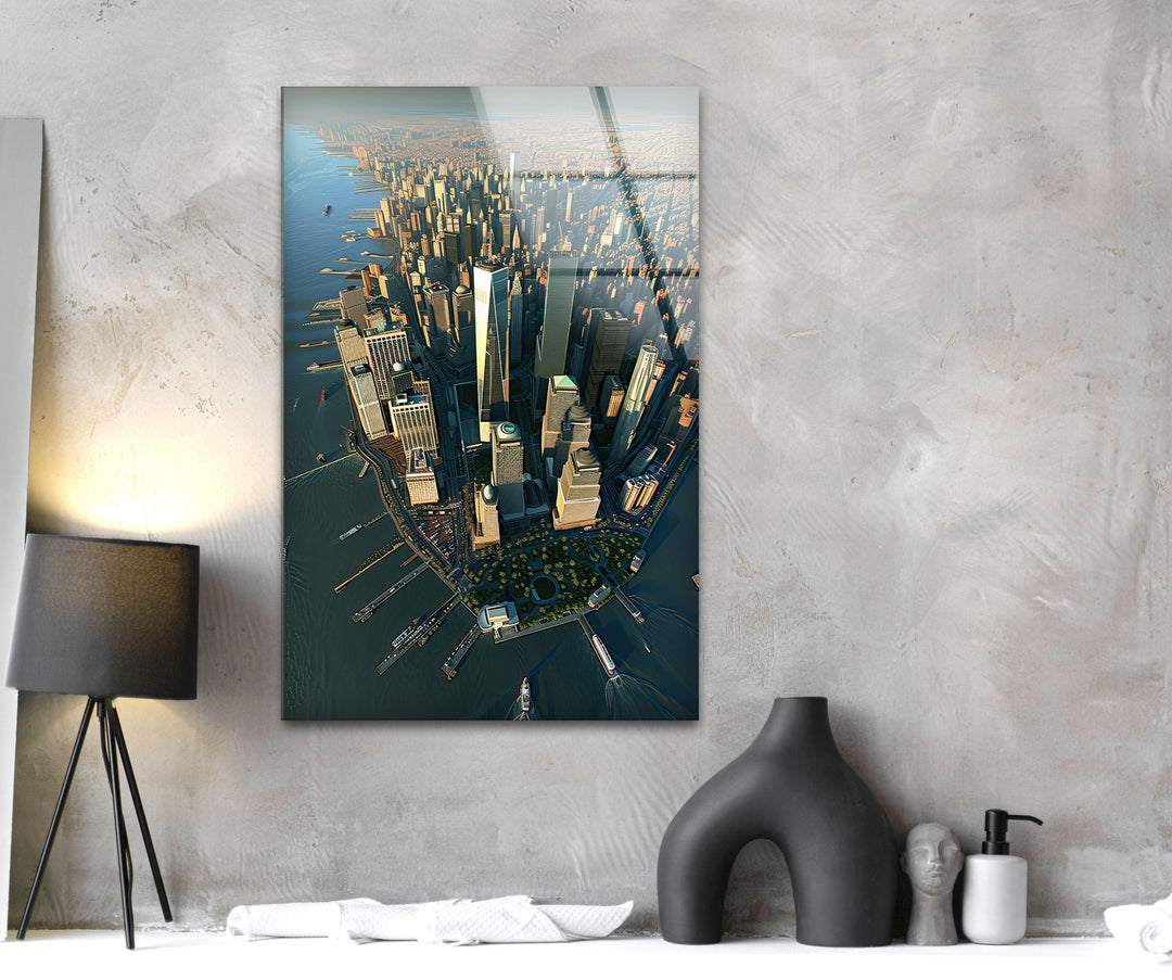 Manhattan City Glass Wall Art glass art painting, glass art for the Wall
