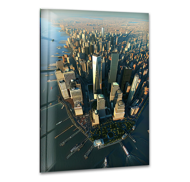 Manhattan City Glass Wall Ar glass wall decor, glass wall art decor
