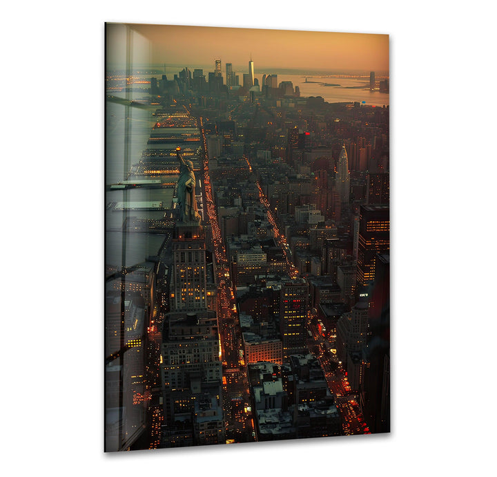 Manhattan City Landscape Glass Wall Art Glass Printing Wall Art, Print photos on glass
