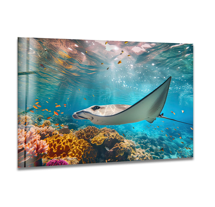 Manta Ray Fish Glass Wall Art glass image printing, glass prints from photos
