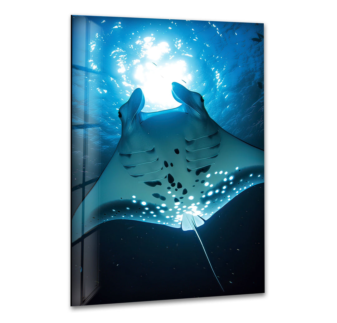 Manta Ray Glass Wall Art print picture on glass, Tempered Glass Wall Art
