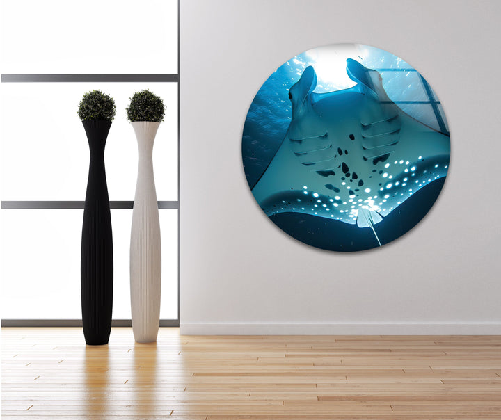 Manta Ray Glass Wall Art glass art painting, glass art for the Wall
