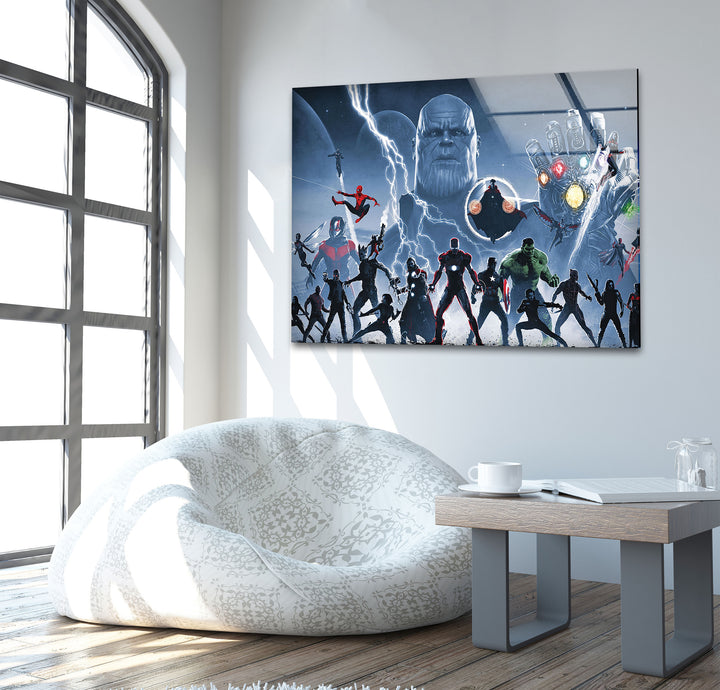 Marvel Avengers vs Thanos Glass Wall Art glass pictures for Wall, glass prints wall art
