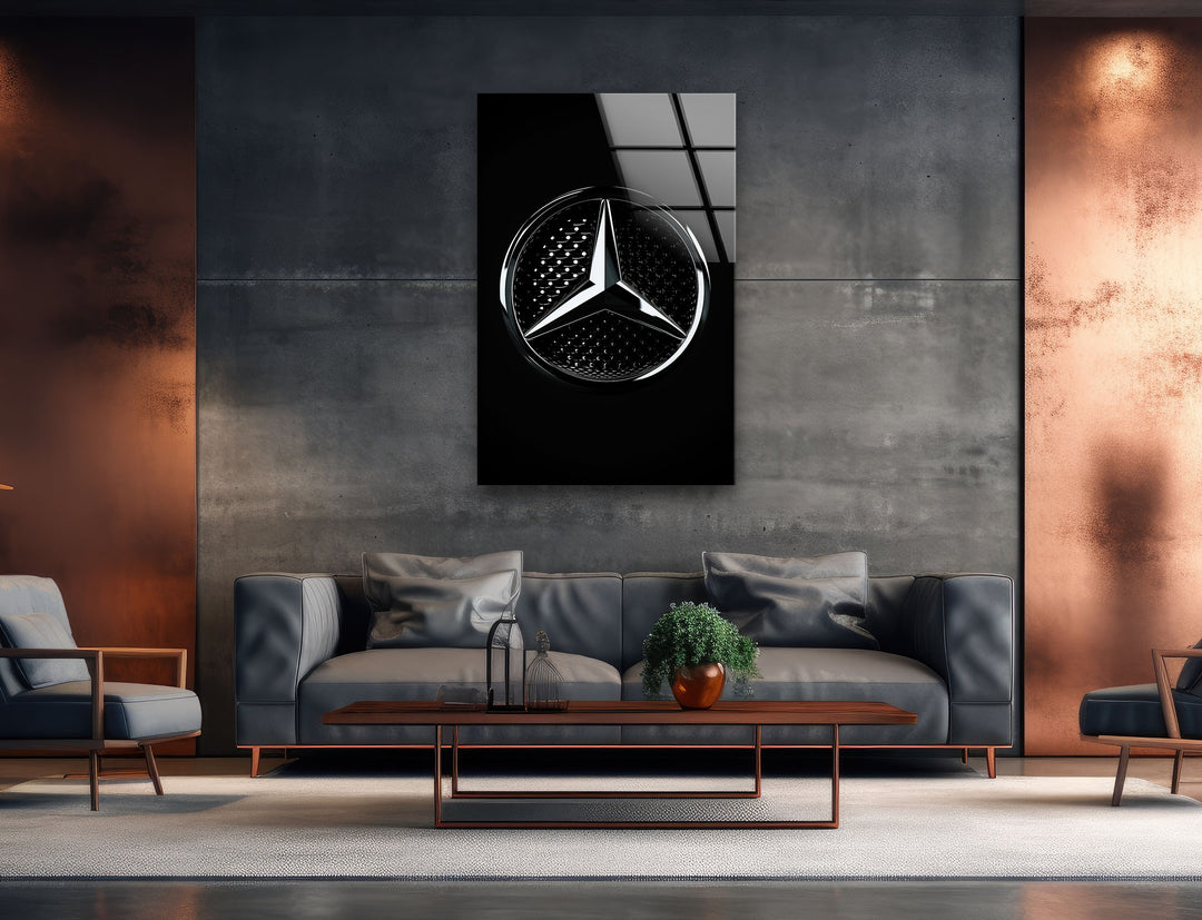 Mercedes Logo Tempered Glass Wall Art - MyPhotoStation