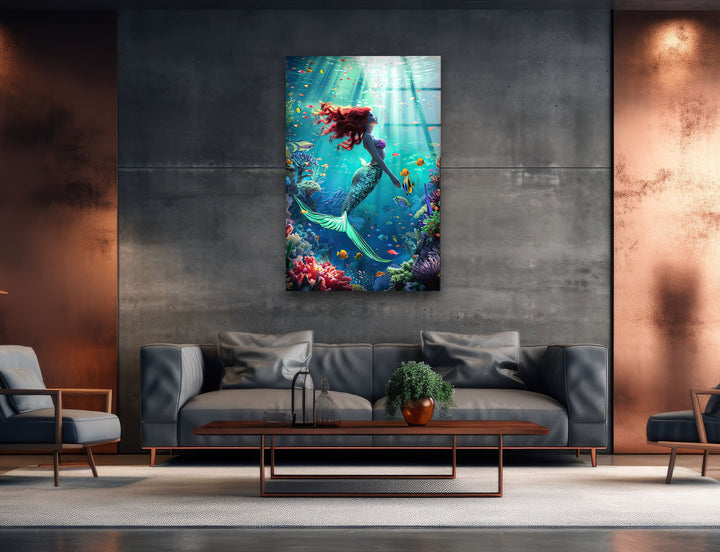 Tropical Mermaid Glass Wall Art glass pictures for Wall, glass prints wall art
