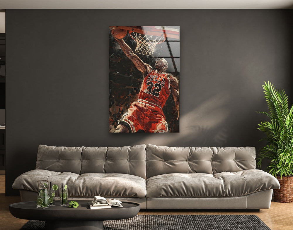 Michael Jordan Basketball Glass Wall Art glass art painting, glass art for the Wall
