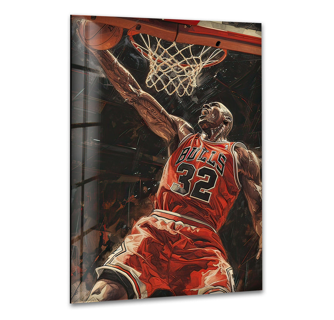 Michael Jordan Basketball Glass Wall Art stained glass wall art, stained glass wall decor
