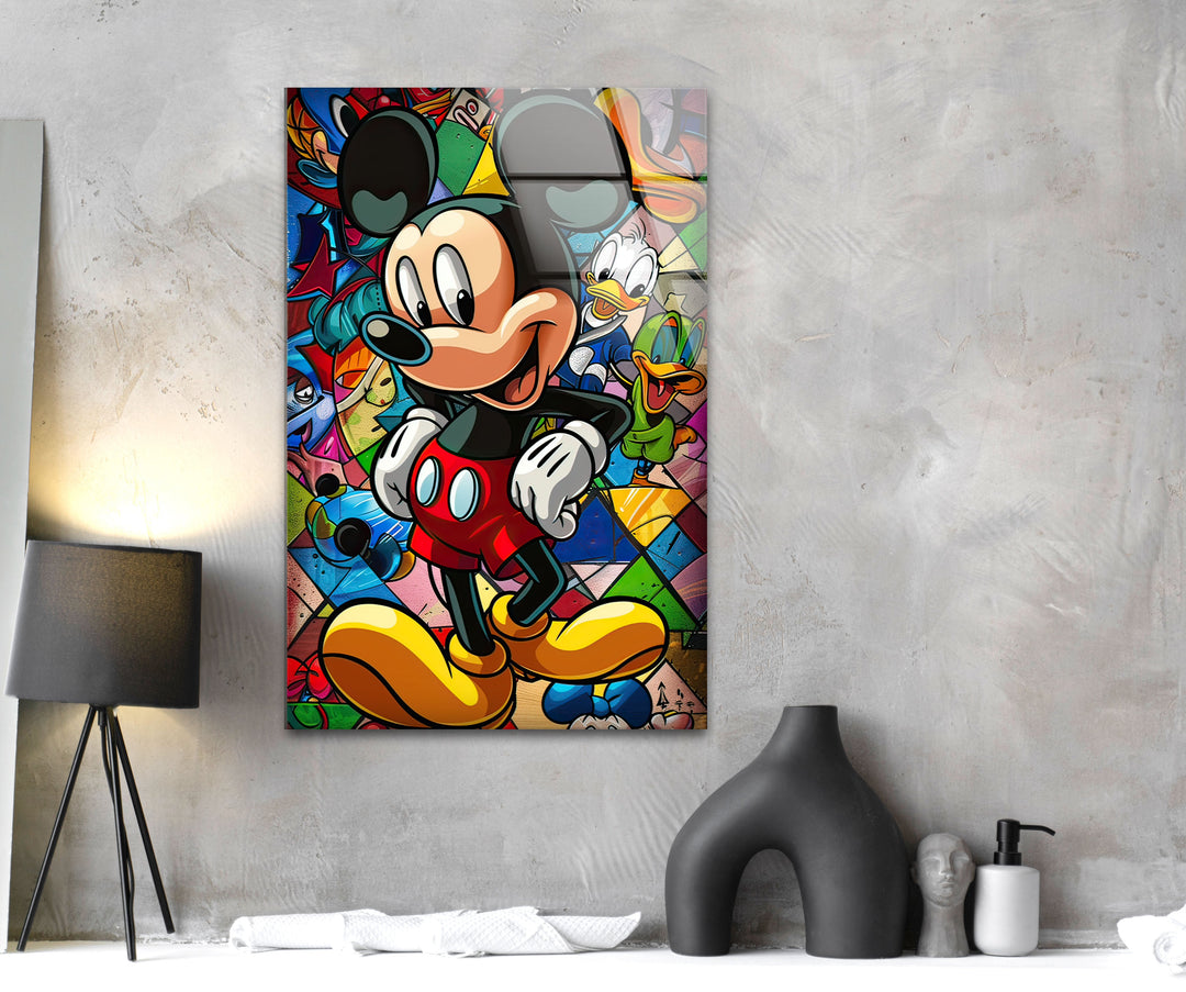 Mickey Mouse with His Friends Glass Wall Art glass photo prints, glass picture prints
