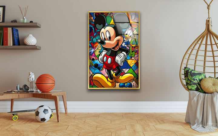 Mickey Mouse with His Friends Glass Wall Art glass image printing, glass prints from photos
