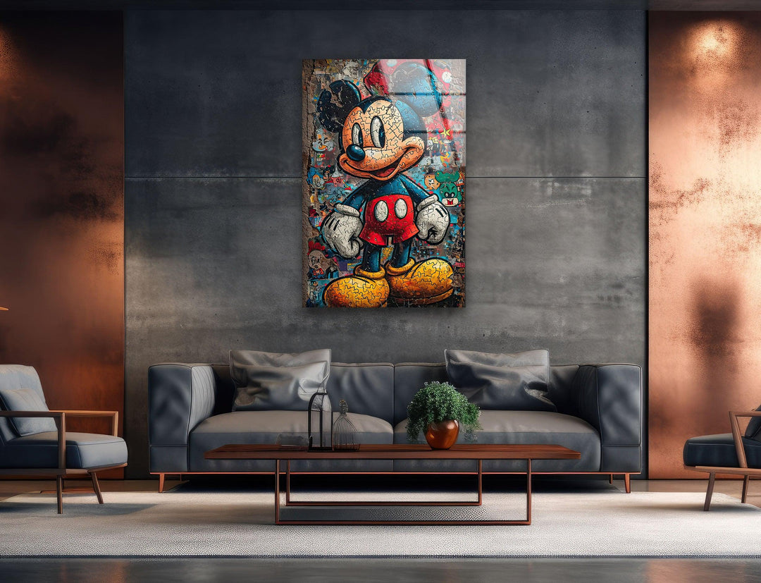 Mickey Mouse Jigsaw Glass Wall Art print on glass, glass printed photos
