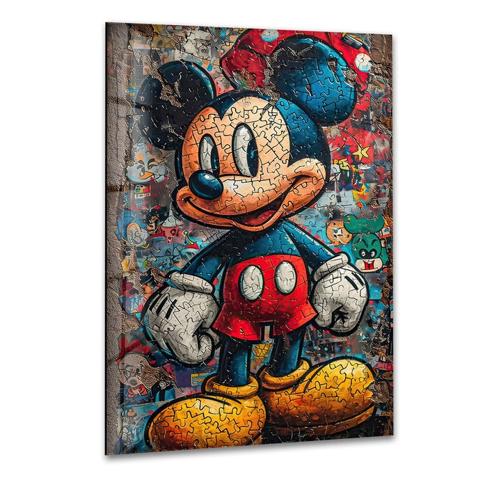 Mickey Mouse Jigsaw Glass Wall Art glass pictures for Wall, glass prints wall art
