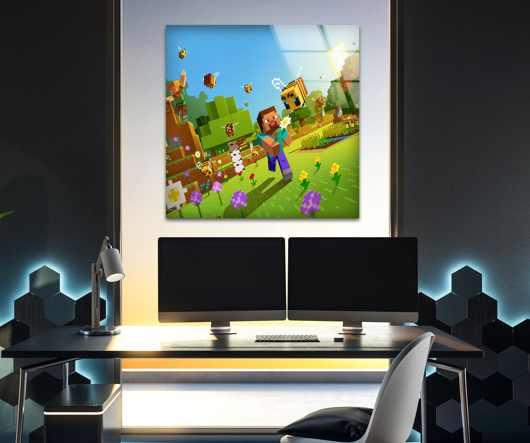 Eye-catching gamer wall decor showcasing intricate gaming art and stunning video game landscapes

