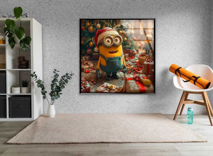 Minion Christmas Glass Wall Art large glass photo prints, glass wall photos
