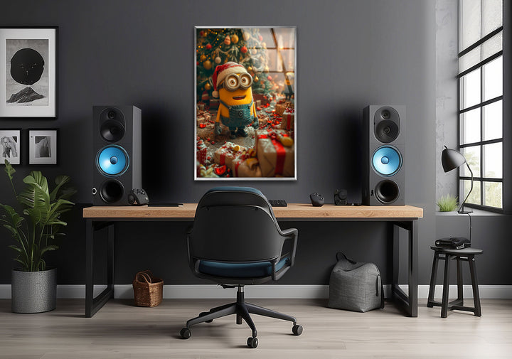 Minion Christmas Glass Wall Art glass image printing, glass prints from photos
