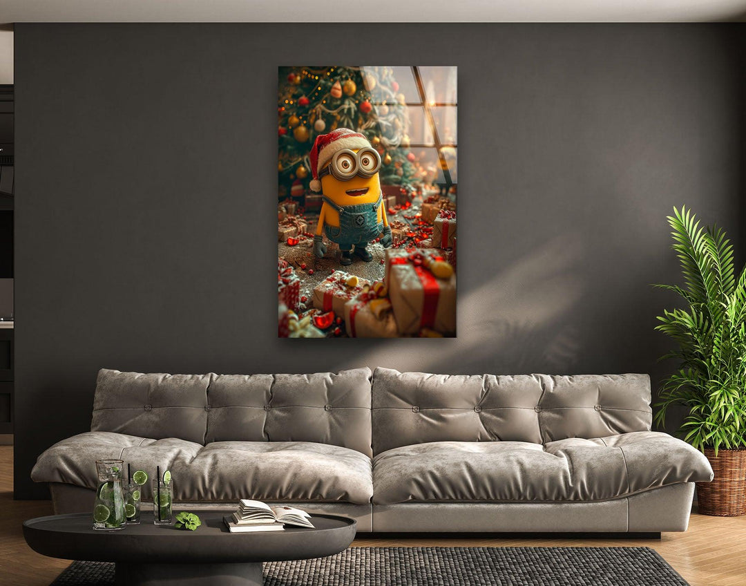 Minion Christmas Glass Wall Art glass photo prints, glass picture prints
