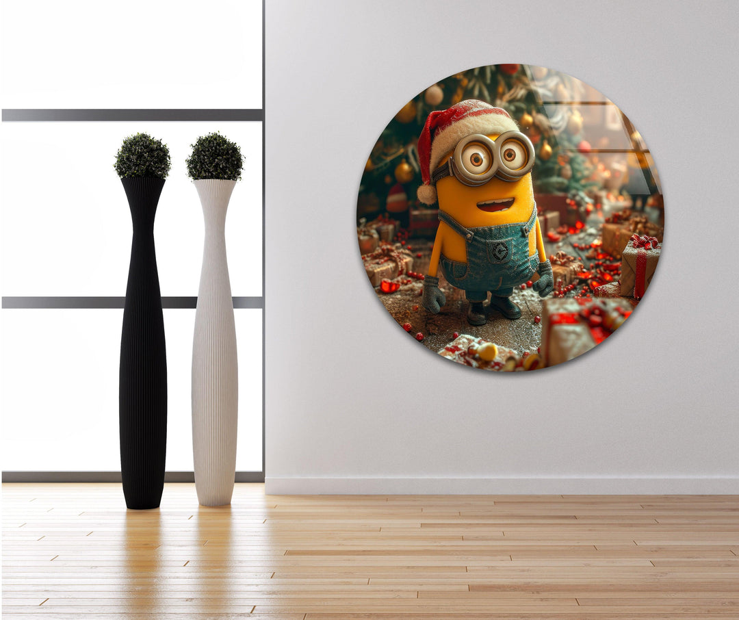 Minion Christmas Glass Wall Art glass pictures for Wall, glass prints wall art
