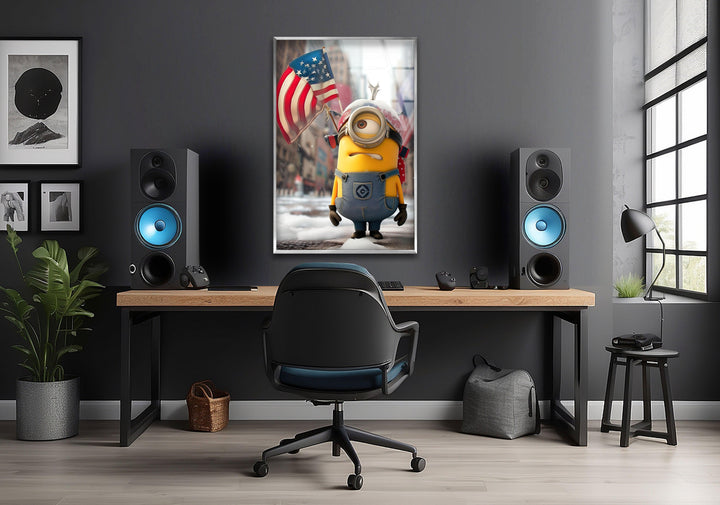 Minion and American Flag Glass Picture Prints Collection