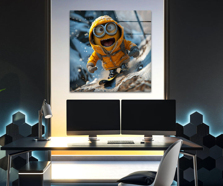 Minion Smiling Snowboard Print on Glass Art Pieces