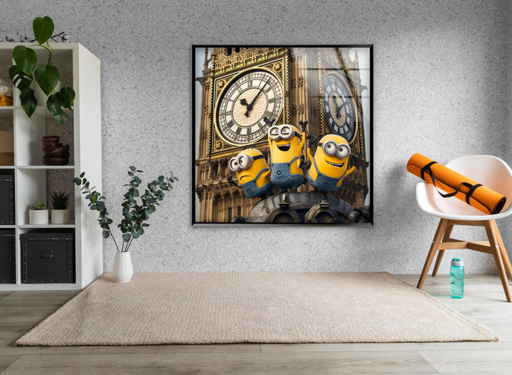 Clock Tower Minions Glass Wall Art, Glass Printing Wall Art, Print photos on glass