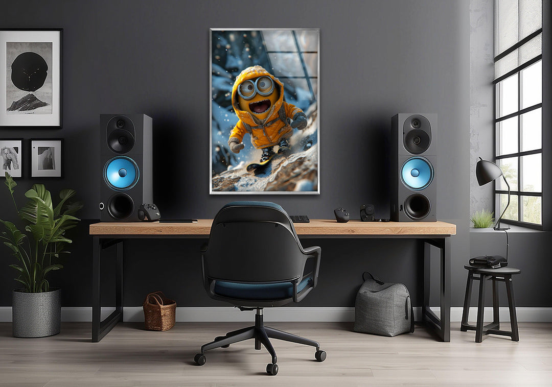 Minion Smiling Snowboard Photo on Glass Home Decor