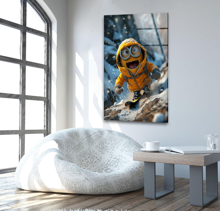 Minion Smiling Snowboard Glass Wall Art 