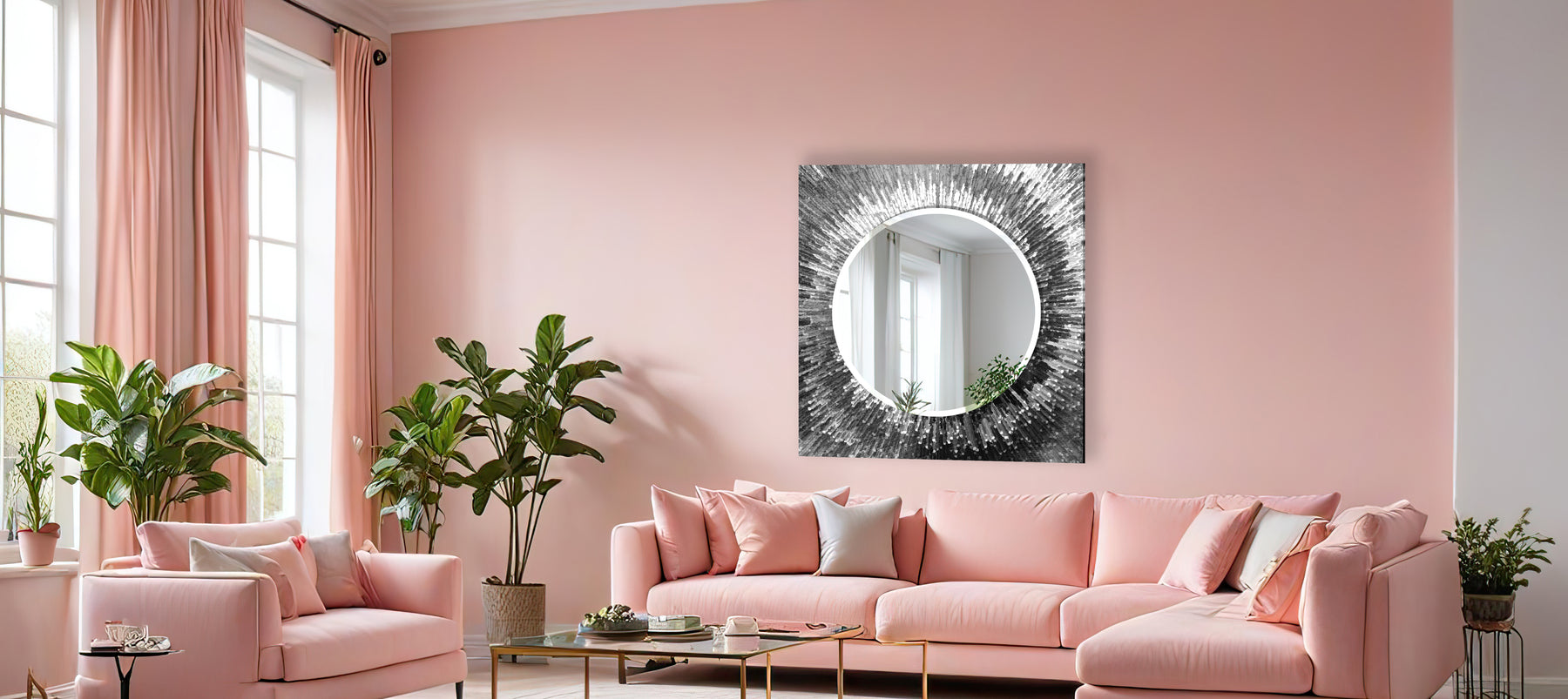 abstract wall mirror for living room