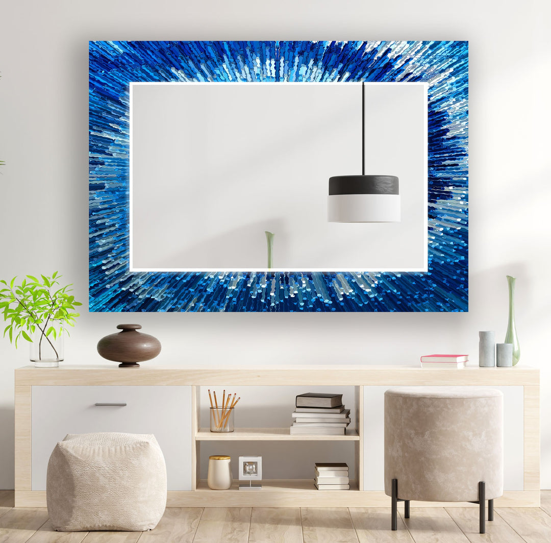 Blue White Splash Round Wall Mirror oversized wall mirrors
