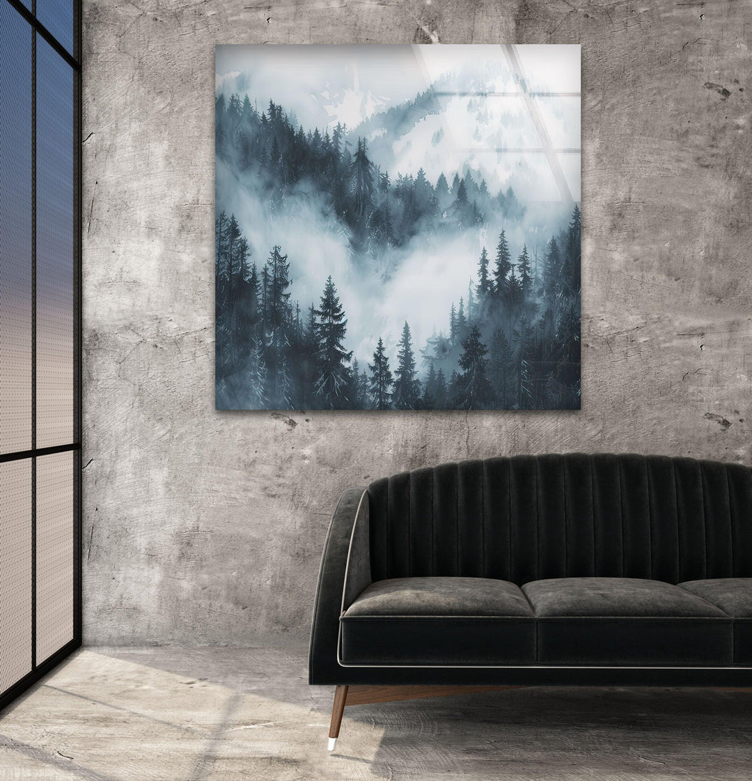 Misty Mountain Snowy Glass Wall Art glass image printing, glass prints from photos
