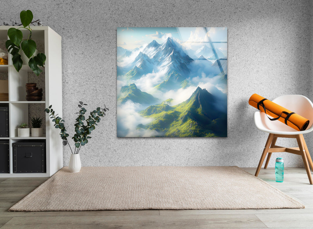 Misty Mountain Landscape Glass Wall Art glass image printing, glass prints from photos
