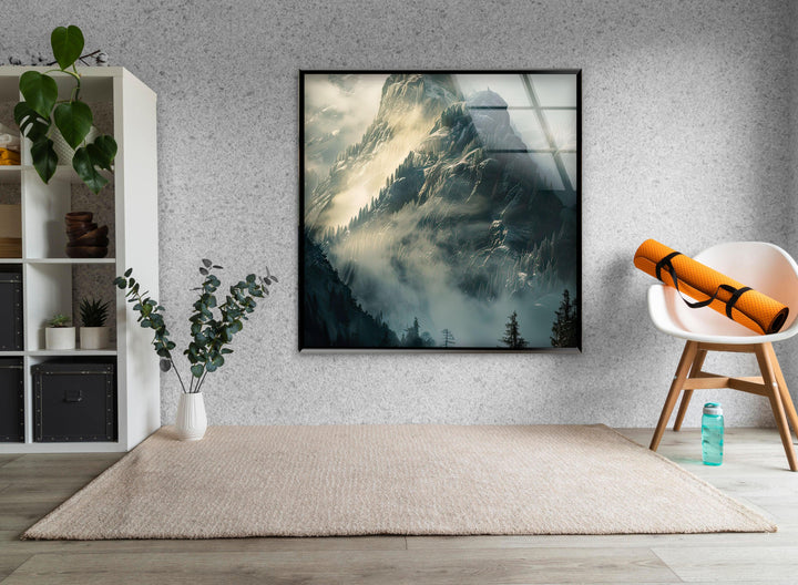 Foggy Misty Mountain Glass Wall Art glass image printing, glass prints from photos
