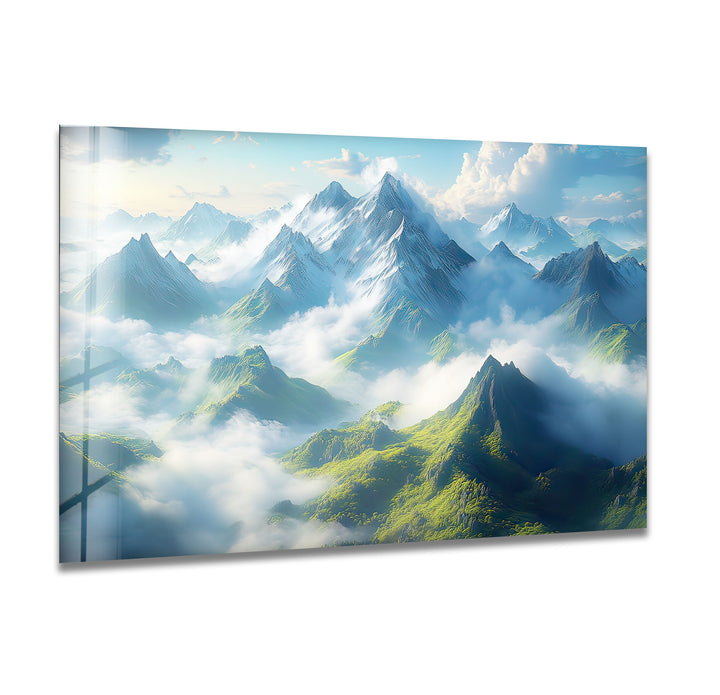 Misty Mountain Landscape Glass Wall Art art glass wall art, glass wall art pictures
