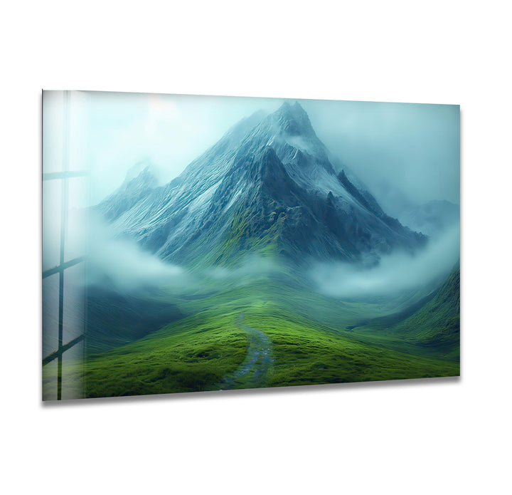 Misty Mountain Glass Wall Art Glass Printing Wall Art, Print photos on glass
