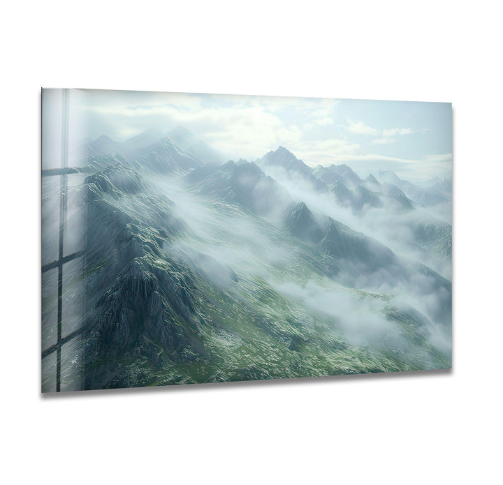 Misty & Foggy Mountain Glass Wall Art Glass Printing Wall Art, Print photos on glass
