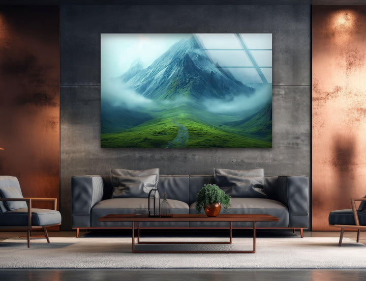 Misty Mountain Glass Wall Art large glass photo prints, glass wall photos
