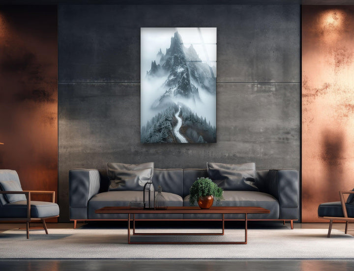 Misty Mountain Foggy Glass Wall Art Glass Printing Wall Art, Print photos on glass
