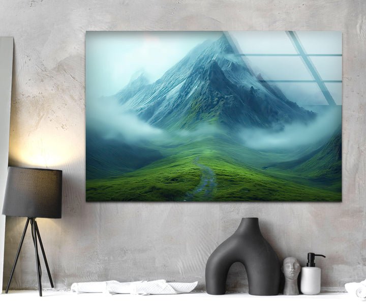 Misty Mountain Glass Wall Art custom glass photo prints, large glass prints
