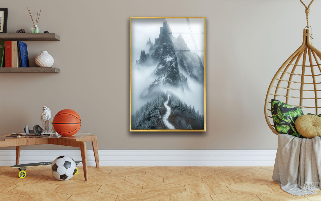 Misty Mountain Foggy Glass Wall Art glass image printing, glass prints from photos
