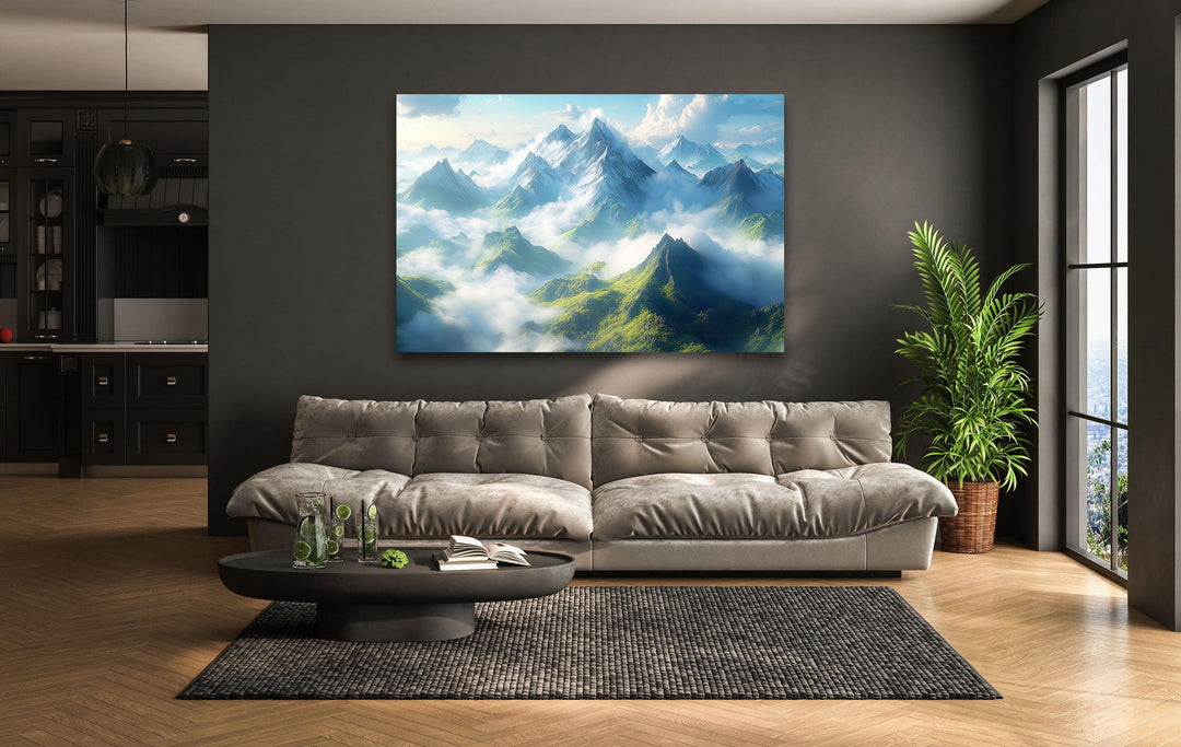 Misty Mountain Landscape Glass Wall Art Glass Printing Wall Art, Print photos on glass
