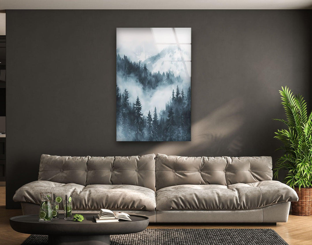 Misty Mountain Snowy Glass Wall Art art glass wall art, glass wall art pictures
