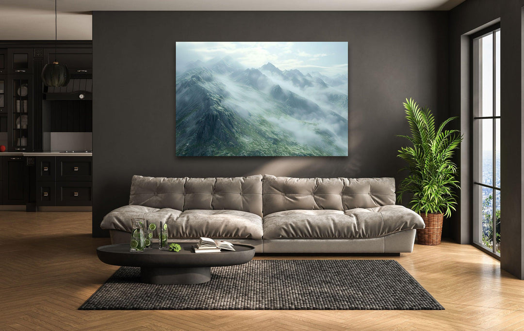 Misty & Foggy Mountain Glass Wall Art glass photo prints, glass picture prints
