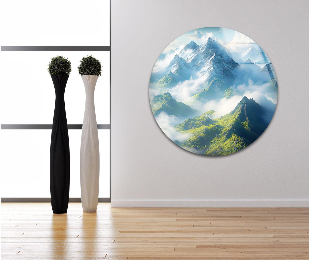 Misty Mountain Landscape Glass Wall Art print on glass, glass printed photos
