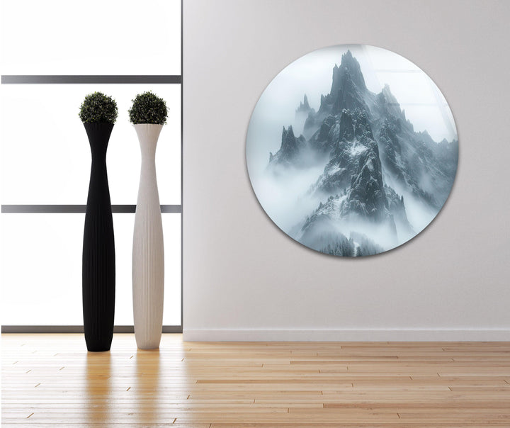 Misty Mountain Foggy Glass Wall Art custom glass pictures, glass art prints
