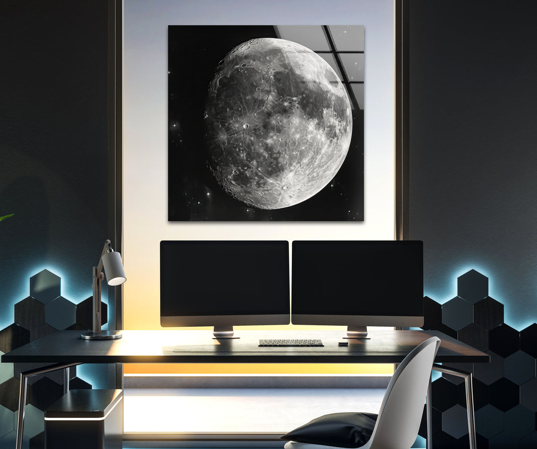 Beauty Full Moon Glass Wall Art glass image printing, glass prints from photos
