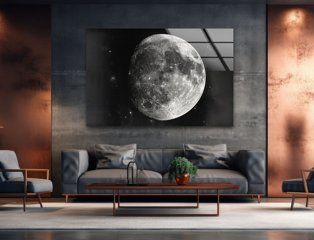 Beauty Full Moon Glass Wall Art custom glass pictures, glass art prints
